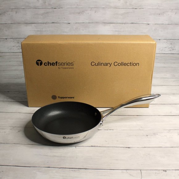 Tupperware T Chef Series Non Stick 8" Open Fry Pan Stainless Steel - Picture 2 of 6